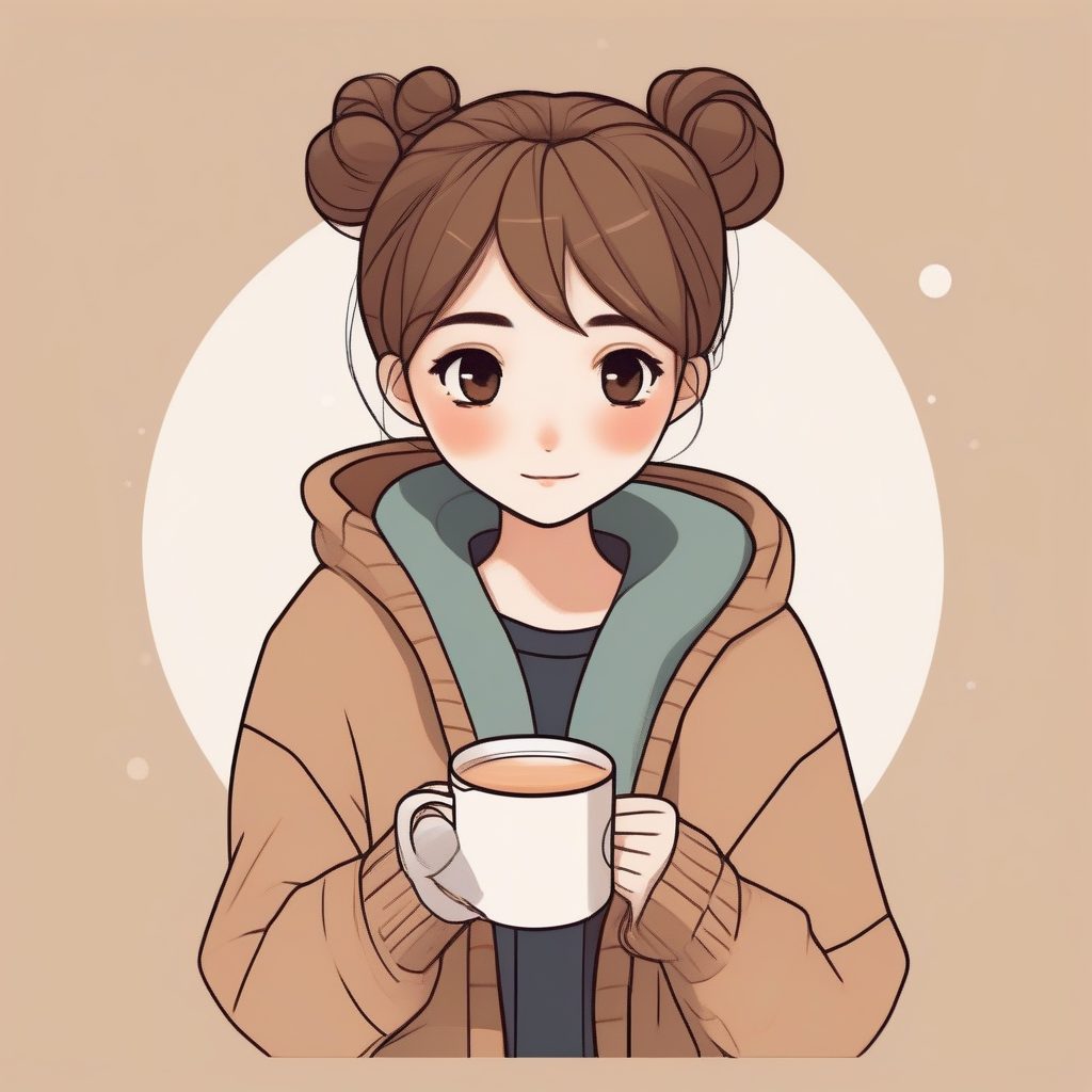 慵懒针织风Q版肖像：暖色调与低饱和治愈感