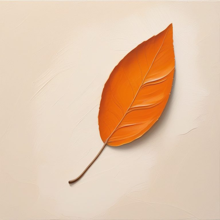 油画厚涂梦幻极简 | 一片橙色落叶