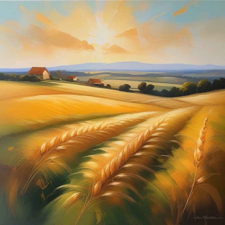 油画印象主义田野风景