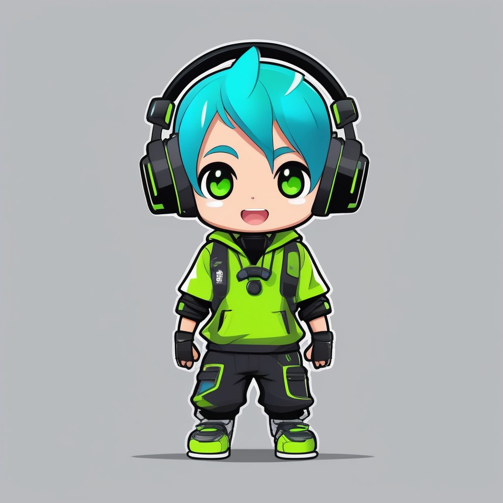 游戏人生：高科技电竞Q版男孩极简风格插画