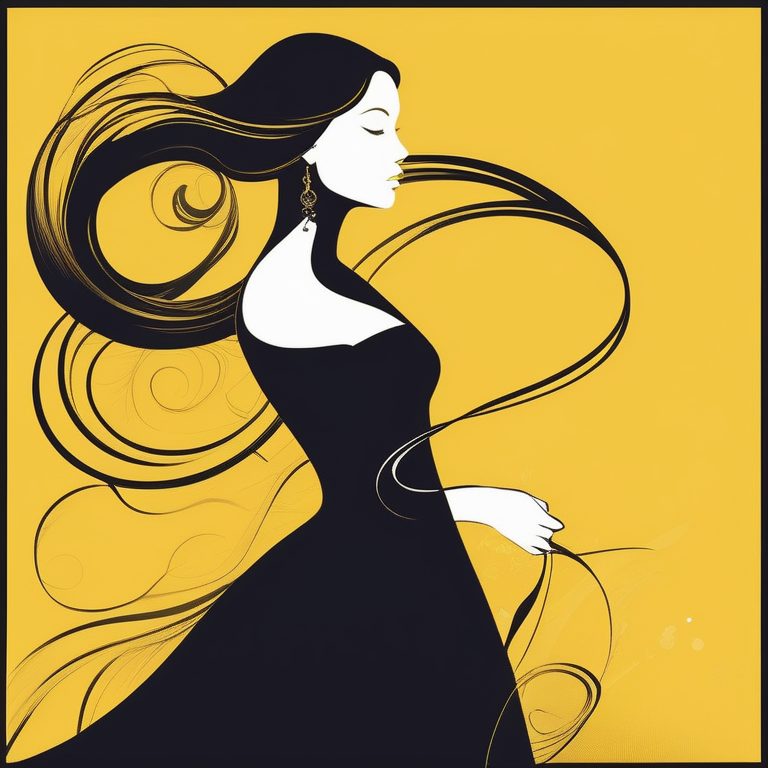 优雅极简剪影-飘带女孩