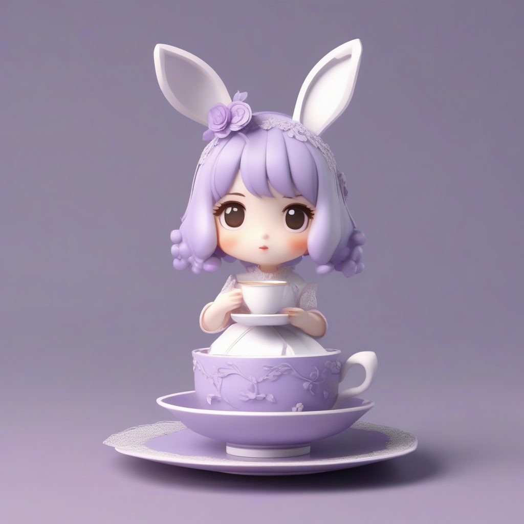 优雅下午茶:手持迷你茶杯的Q版兔耳娘手办 3 优雅下午茶:手持迷你茶杯的Q版兔耳娘手办