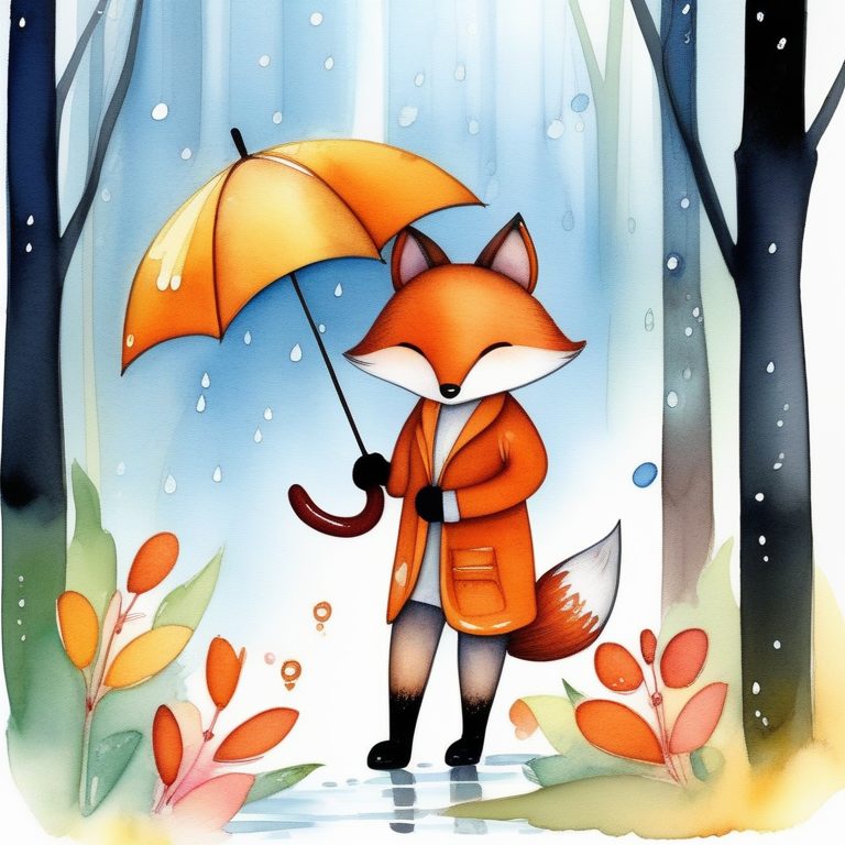 雨中漫步的狐狸少女