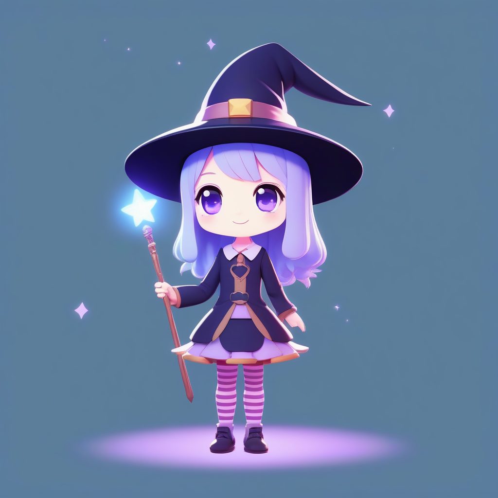 元气魔法少女Q版全身照：粉彩光线追踪高细节渲染