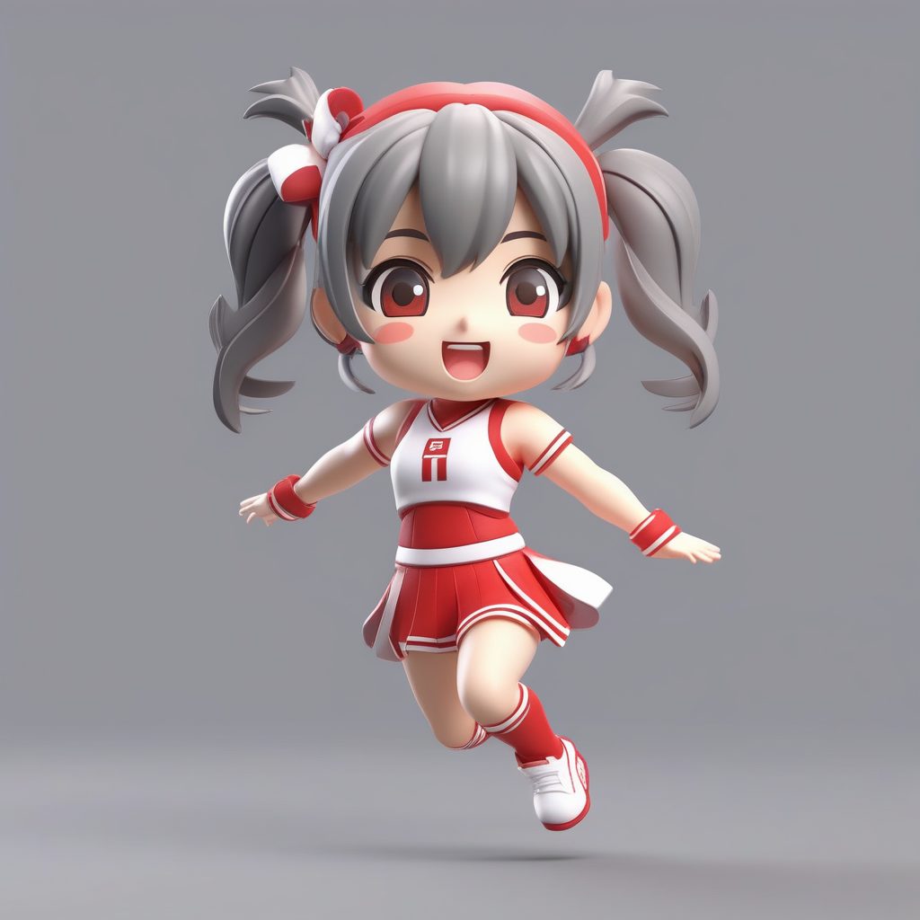 元气Q版啦啦队少女泡泡玛特风格干净背景