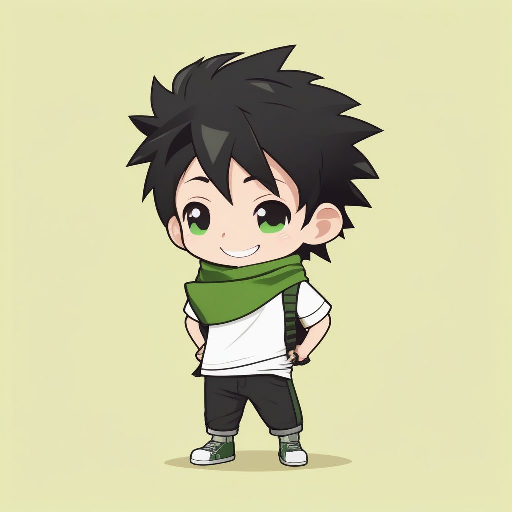 元气Q版男孩：淡黄色极简场景