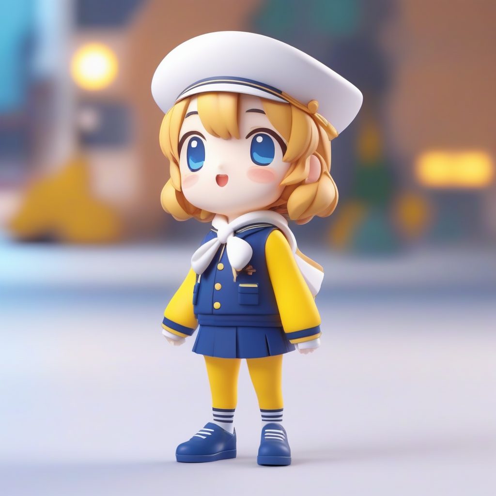 元气水手服JK:眨眼可爱表情,3D盲盒全身高细节渲染