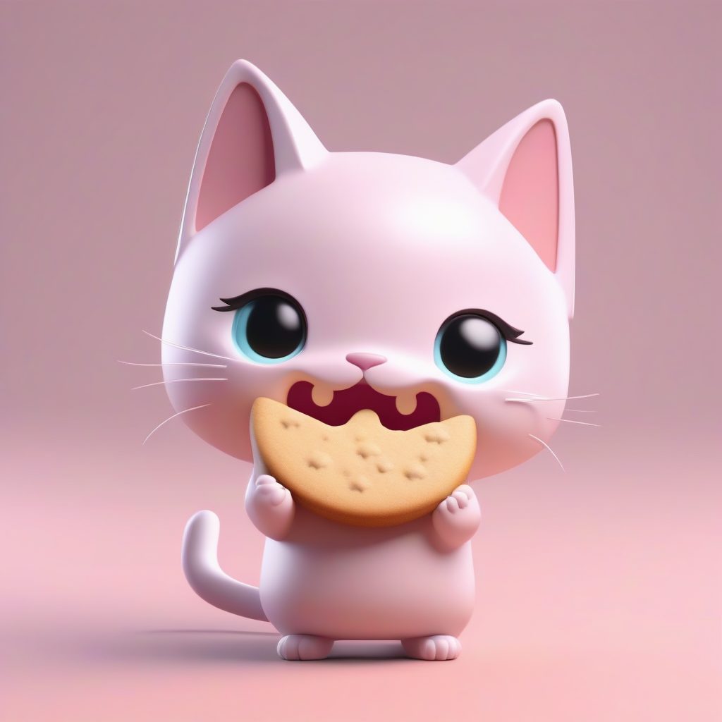 元气眨眼猫耳娘：C4D高抛光Q版盲盒手办渲染图