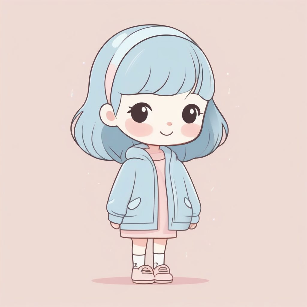 圆润线条美学：极简细节Q版女孩卡片设计提示词