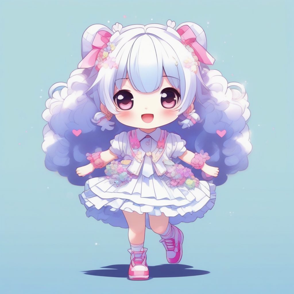 原宿街头风Q版甜心:Decora Kei多层次穿搭,全身特写纯白背景提示词 5 原宿街头风Q版甜心:Decora Kei多层次穿搭,全身特写纯白背景提示词