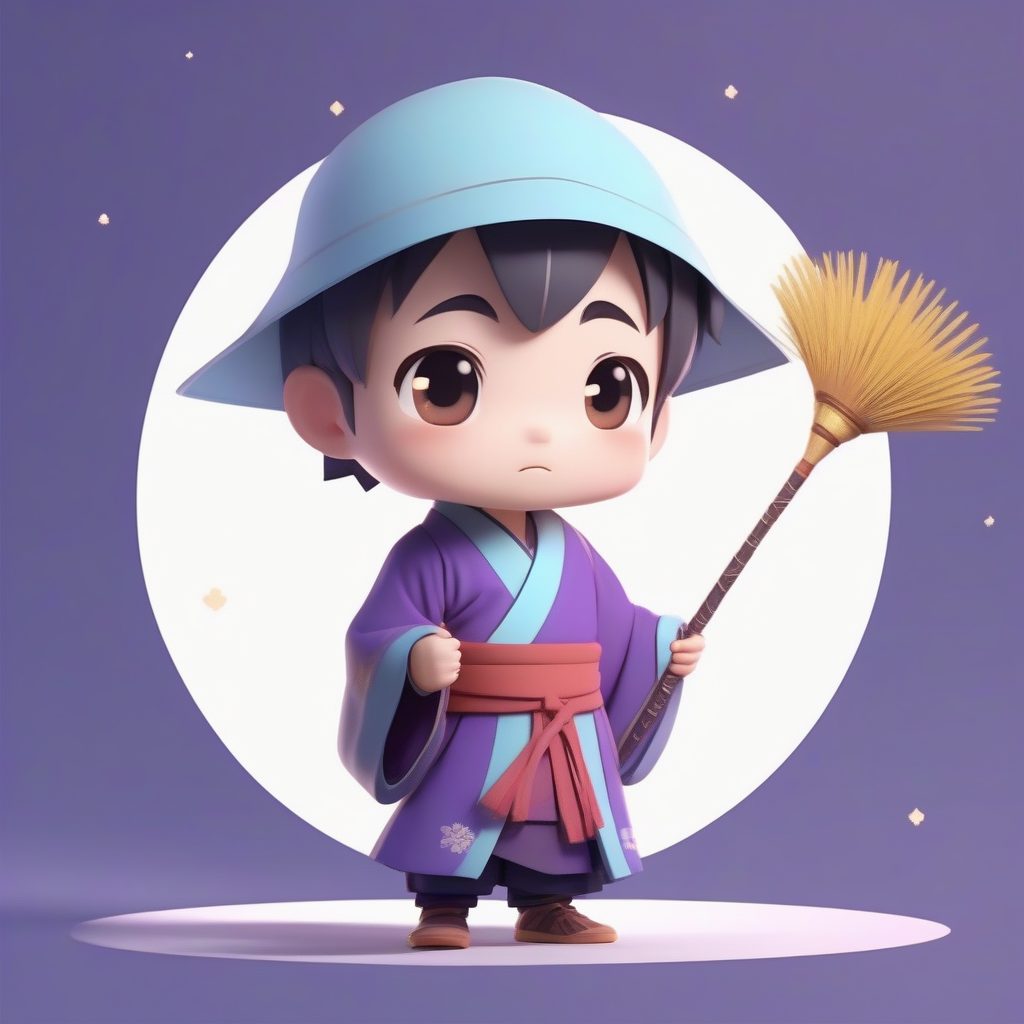 远行志向：背着行囊踏上游学之路的Q版小书生全身照