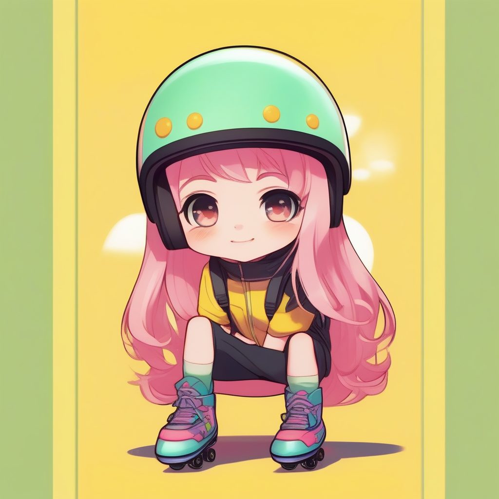 运动主题Q版女孩AI提示词:极简动漫Cel Shading纯色背景插画 1 运动主题Q版女孩AI提示词:极简动漫Cel Shading纯色背景插画