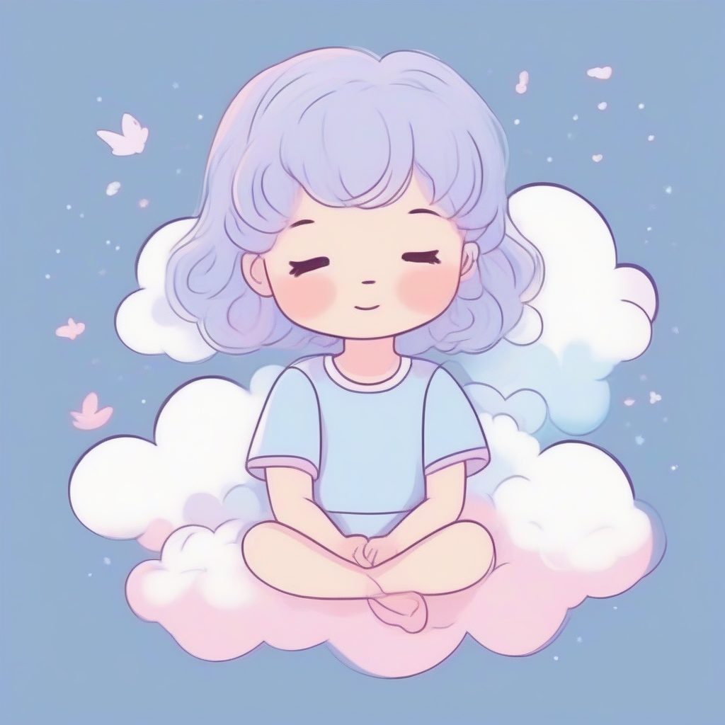 云端上的天真小天使：极简圆润线条的梦幻少女