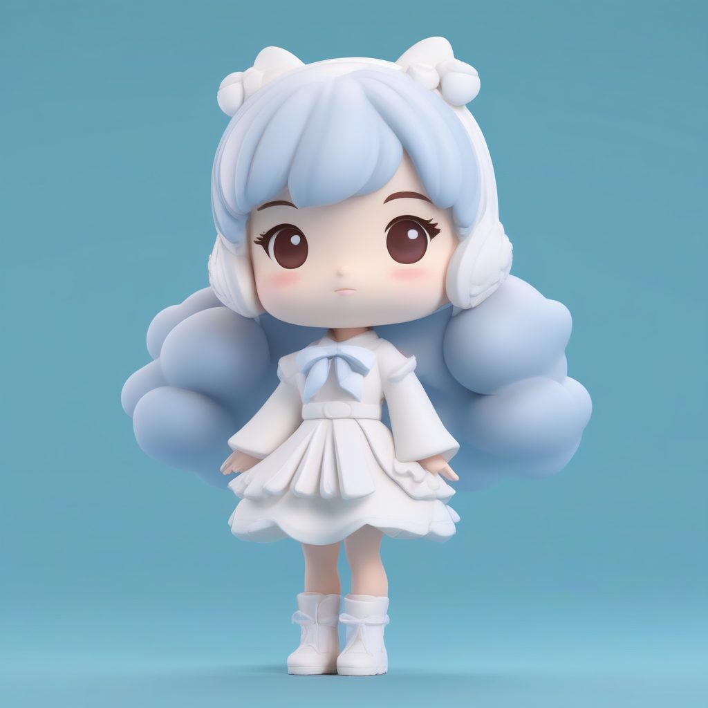 云端信使Q版女孩：3D粘土漂浮感与柔和色彩渲染