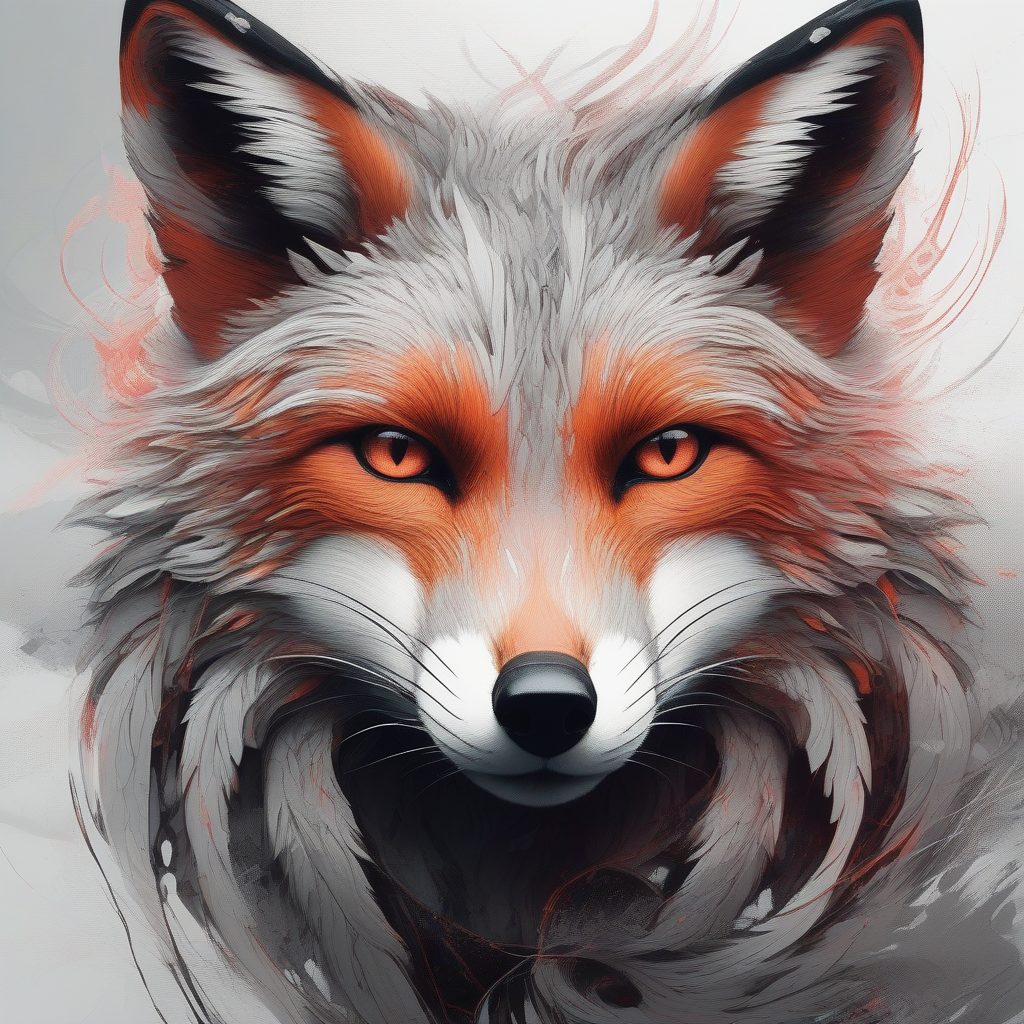 藻类朋克狐狸：光影交错的梦幻故障肖像艺术