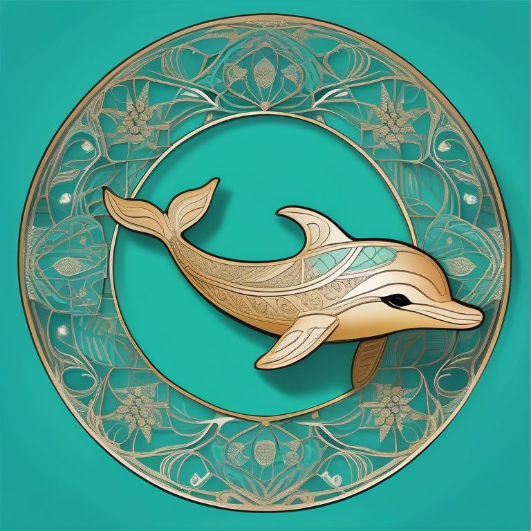 zentangle艺术印刷 | 一只金色海豚