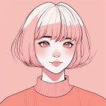 眨眼波波头少女:俏皮的极简主义动漫特写 2 zha yan bo bo tou shao nyu qiao pi de ji jian zhu yi dong man te xie