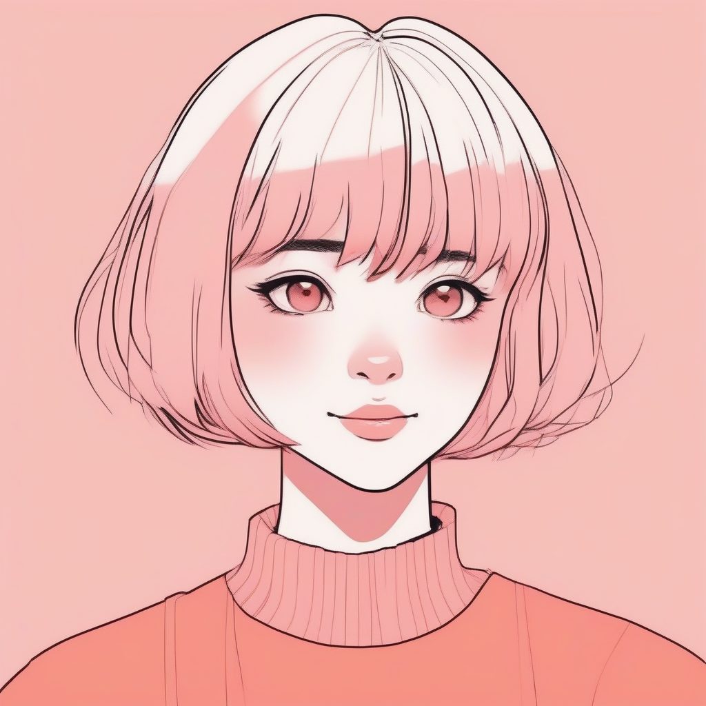 眨眼波波头少女:俏皮的极简主义动漫特写 45 眨眼波波头少女:俏皮的极简主义动漫特写