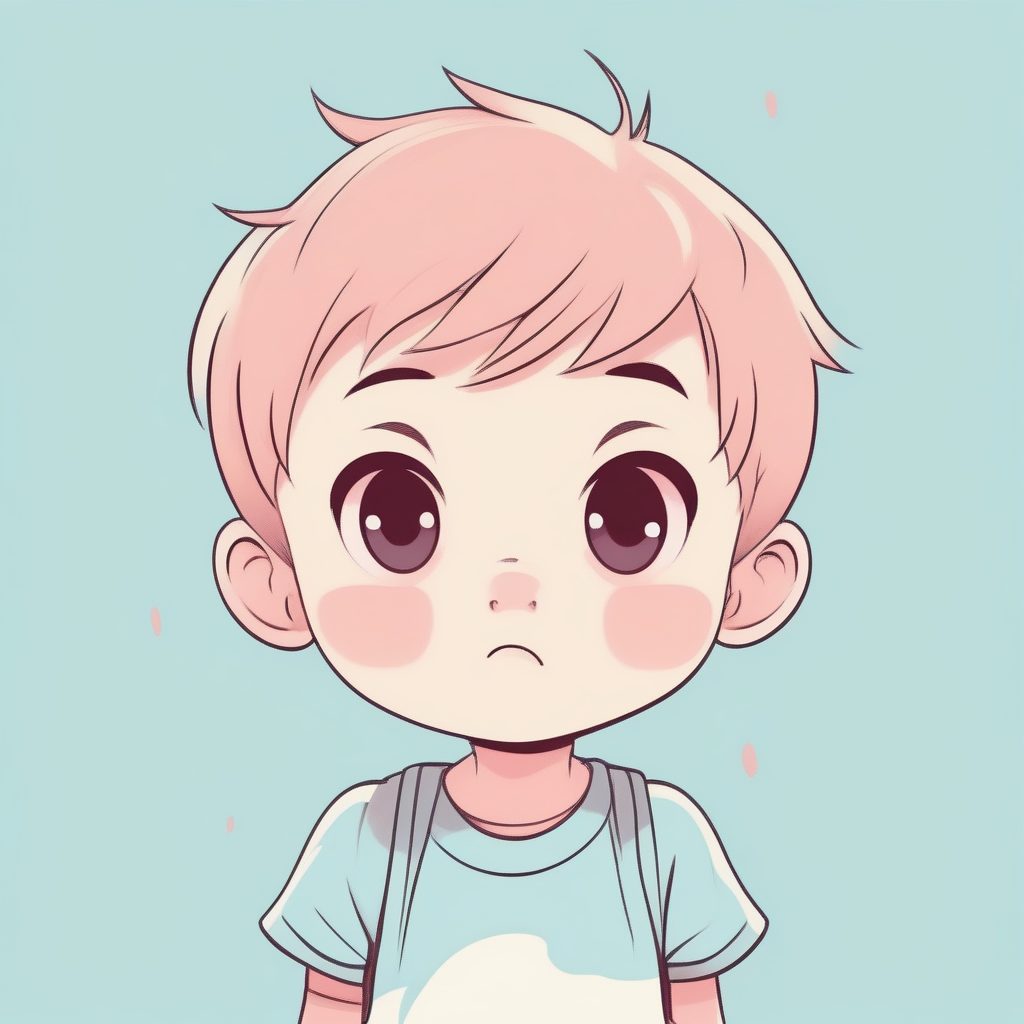 震惊表情包Q版小正太：圆润线条，极简马卡龙色插画