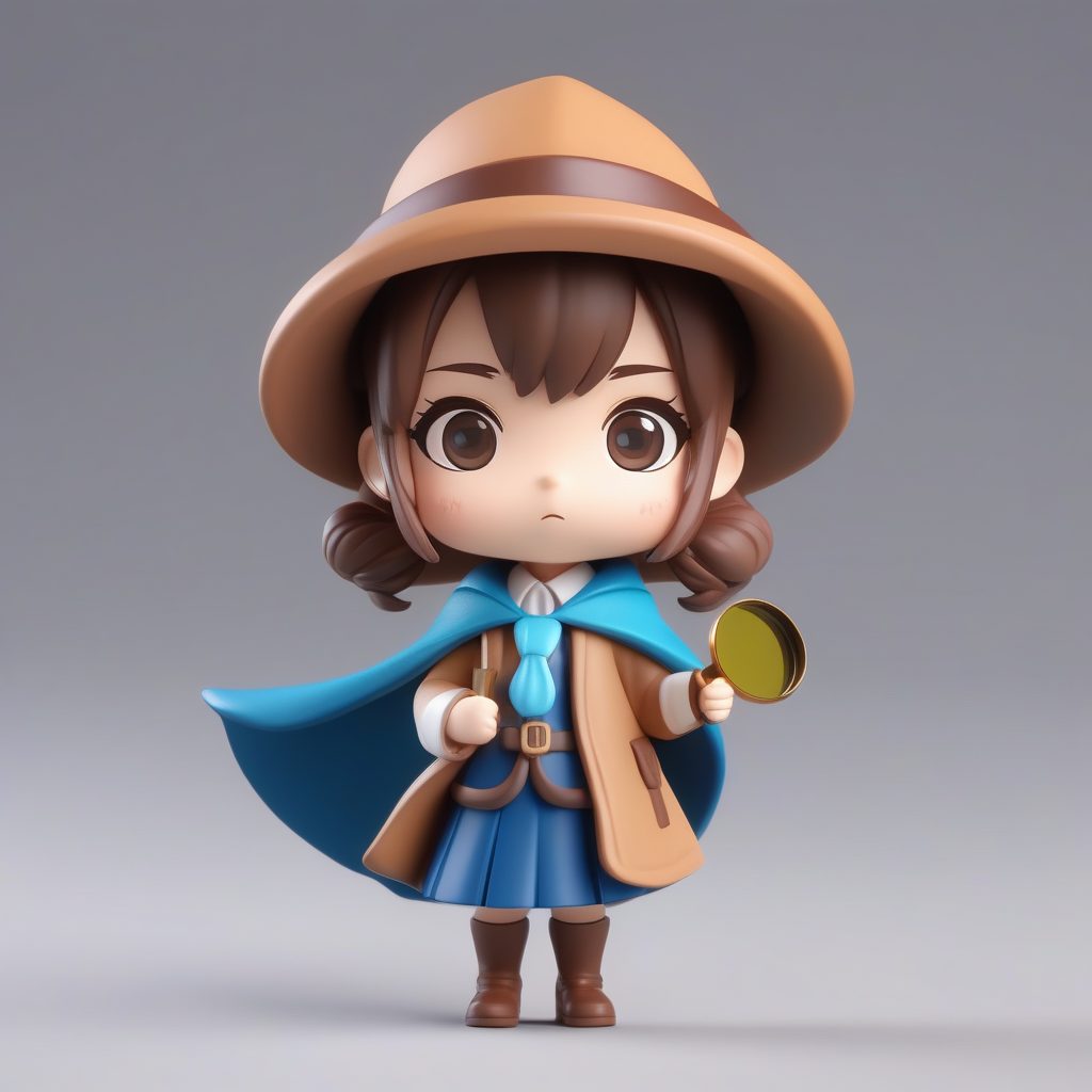 侦探主题卡哇伊粘土Q版动漫女孩全身照