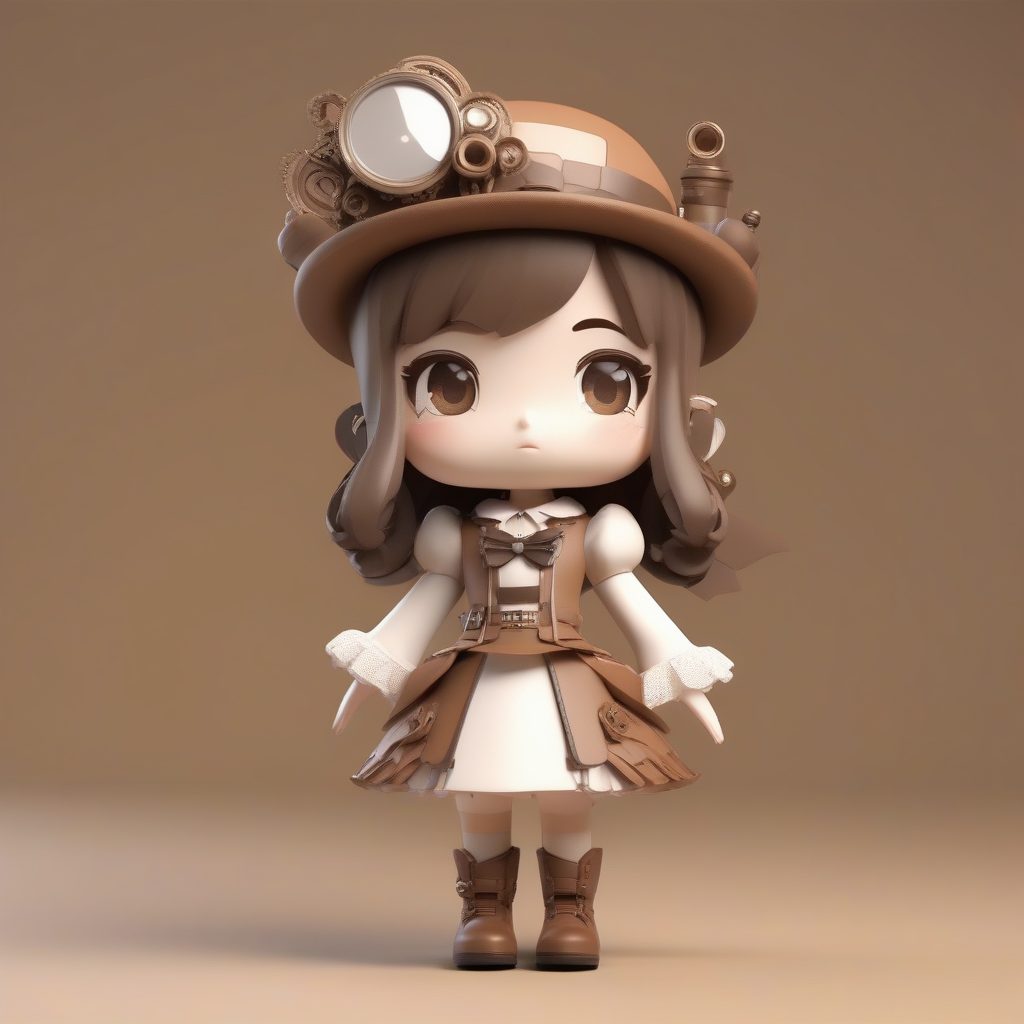 蒸汽朋克洛丽塔:齿轮与护目镜,高光线追踪3D立体手办