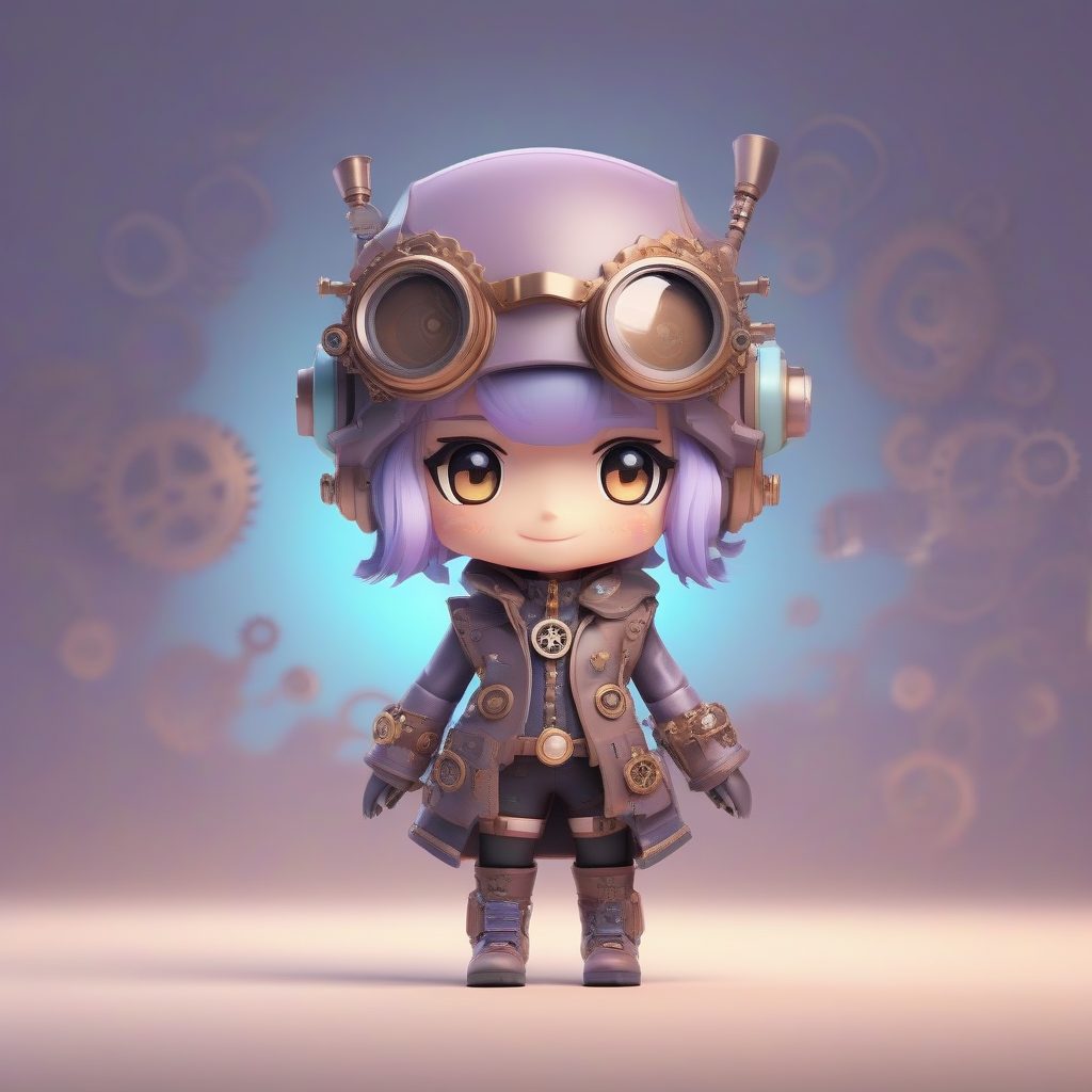 蒸汽朋克Q版女孩插画:极简风格与8K超高细节生成指南