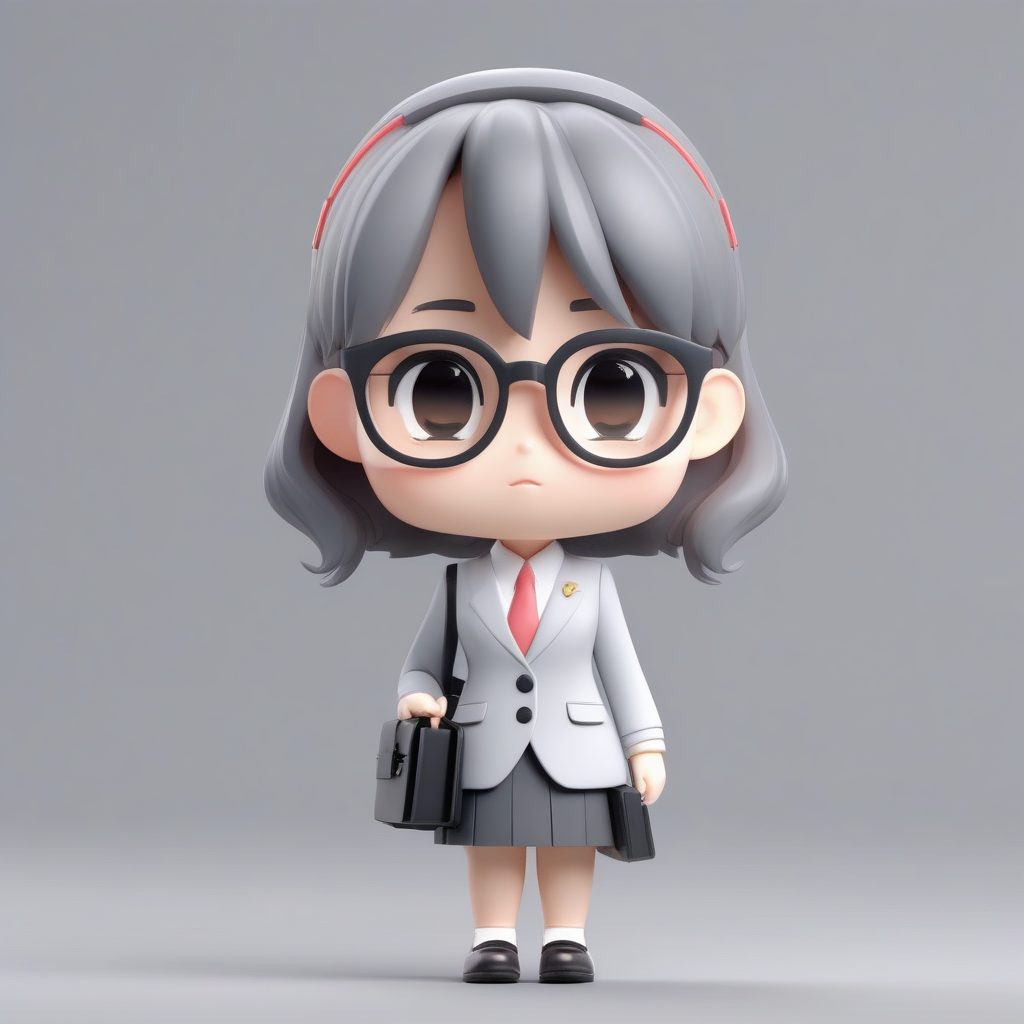 职场小秘书：Q版白领兔耳娘的严肃萌态3D图