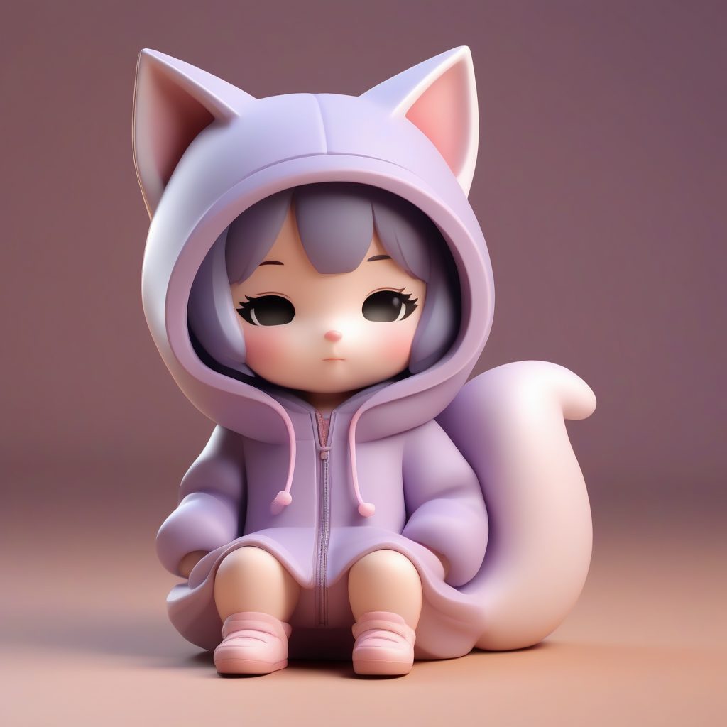 治愈系3D Q版猫咪爱好者手办：拥抱小猫的女孩