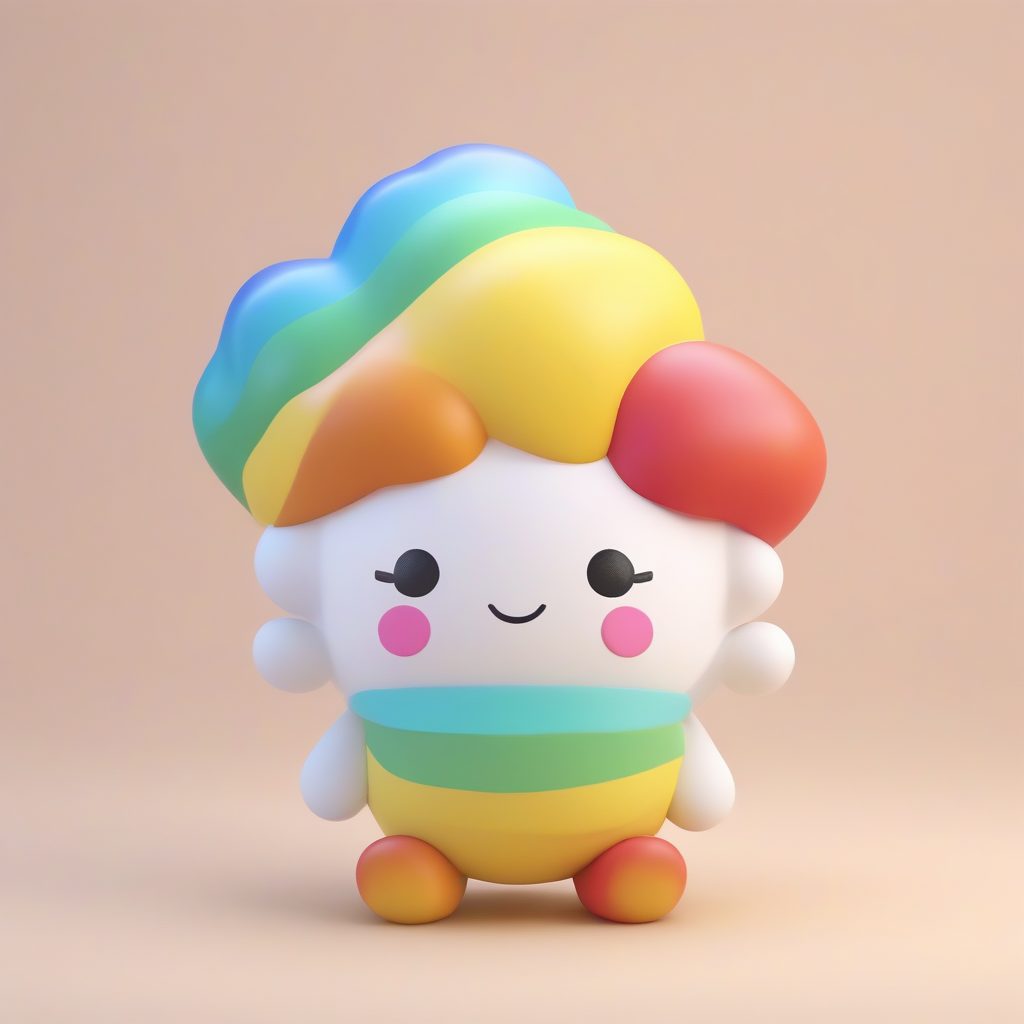 治愈系彩虹云朵Q版角色:高光3D粘土效果纯色背景图 1 治愈系彩虹云朵Q版角色:高光3D粘土效果纯色背景图