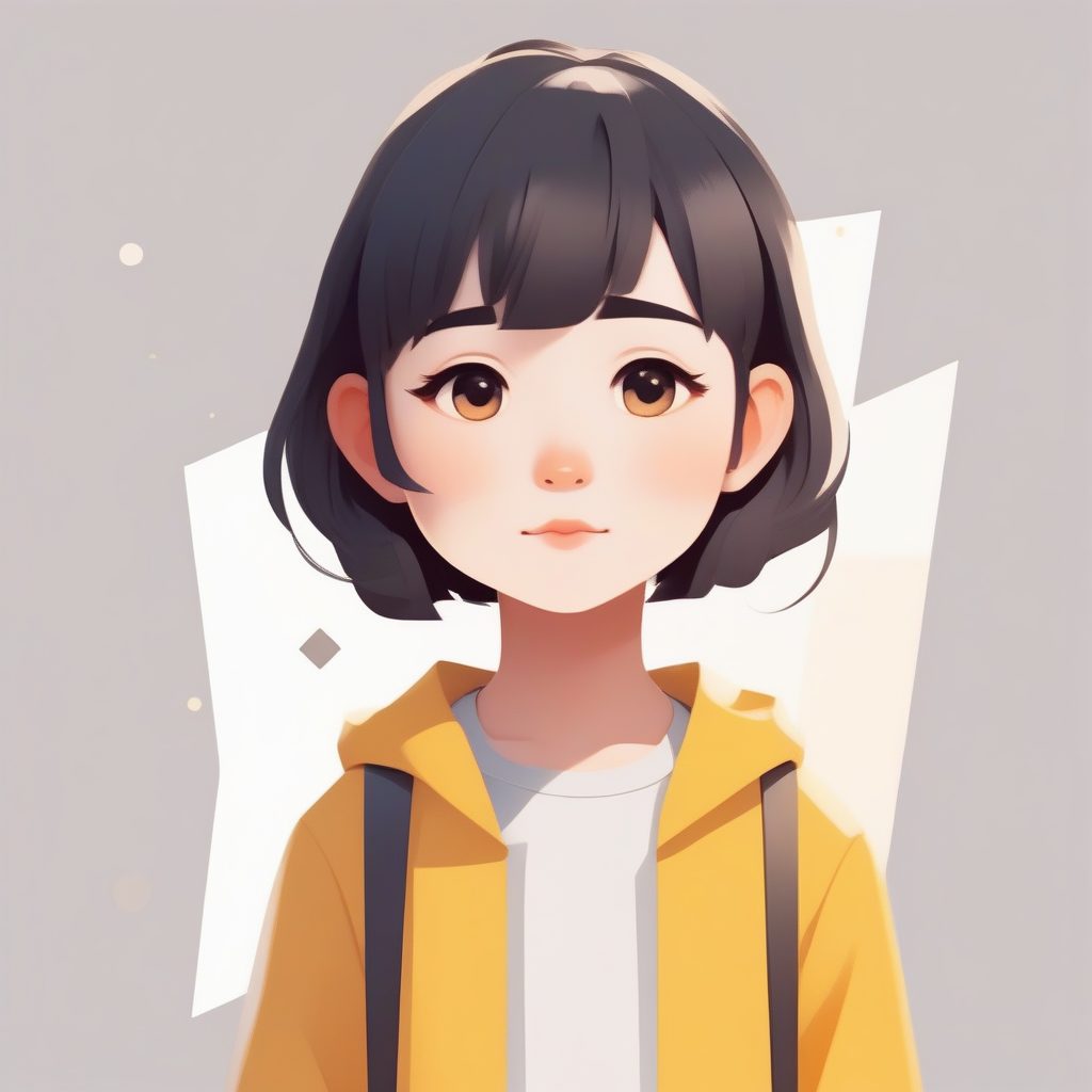 治愈系纯色头像:Q版少女害羞脸颊提示词 5 治愈系纯色头像:Q版少女害羞脸颊提示词