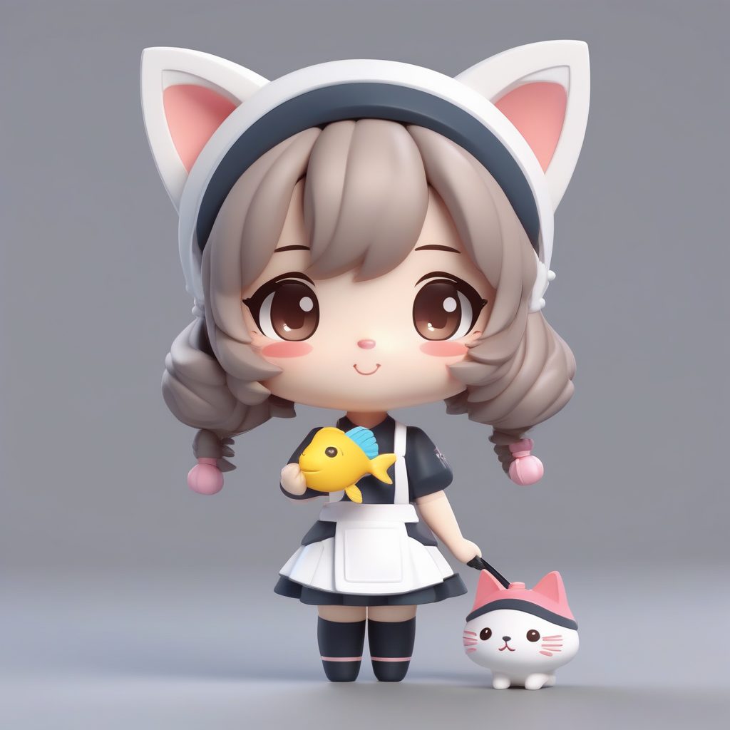 治愈系猫耳女仆极简Q版粘土盲盒角色