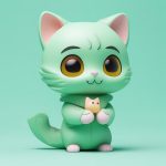 治愈系抹茶猫咪Q版手办:粘土质感3D渲染,纯薄荷绿背景AI提示词 7 zhi yu xi mo cha mao mi q ban shou ban nian tu zhi gan 3d xuan ran chun bo he lyu bei jing ai ti
