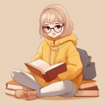 治愈系Q版读书女孩手绘插画:温馨配色方案 5 zhi yu xi q ban du shu nyu hai shou hui cha hua wen xin pei se fang an