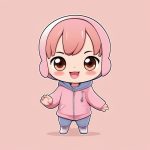 治愈系Q版:粉色背景下的元气少女 4 zhi yu xi q ban fen se bei jing xia de yuan qi shao nyu 093036