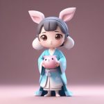 治愈系Q版汉服:粉白襦裙女孩抱兔灯笼3D模型 5 zhi yu xi q ban han fu fen bai ru qun nyu hai bao tu deng long 3d mo xing