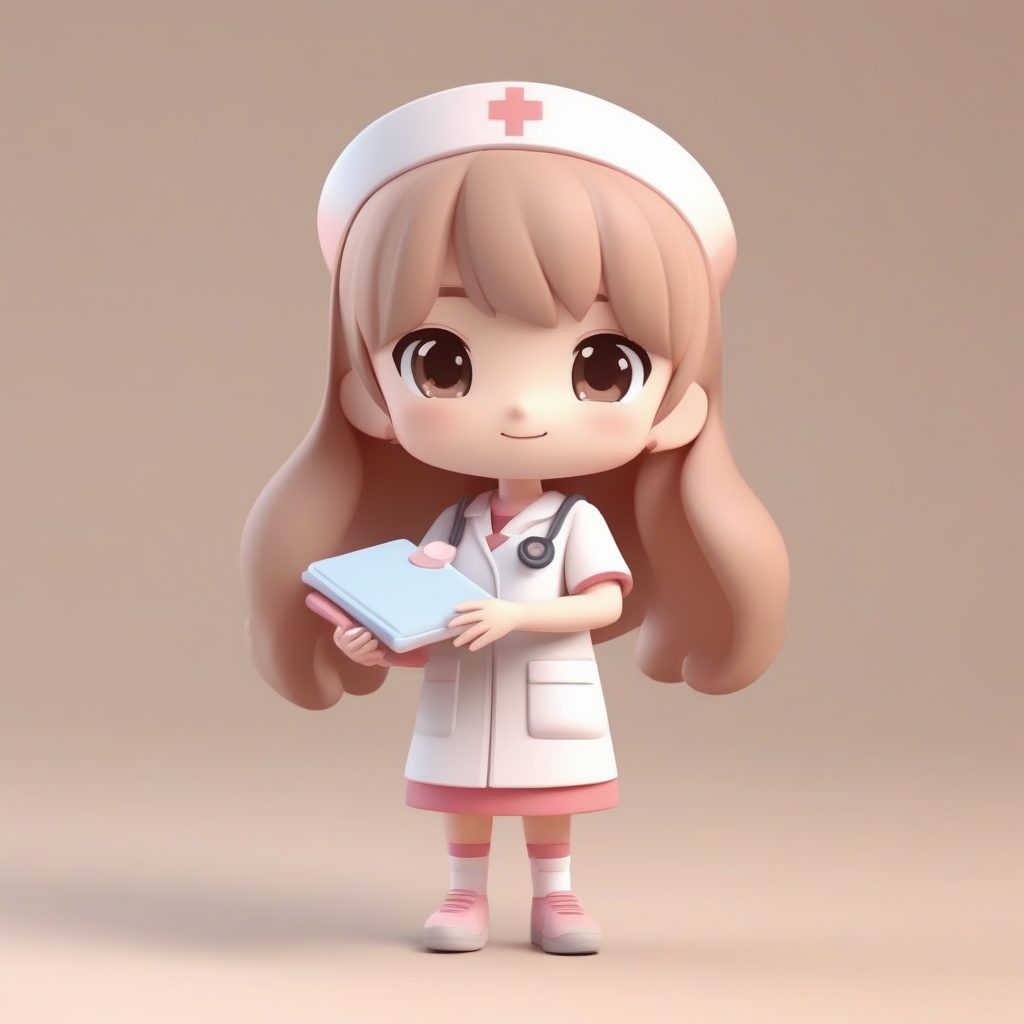 治愈系Q版护士：柔和光影下的粘土3D全身卡哇伊形象