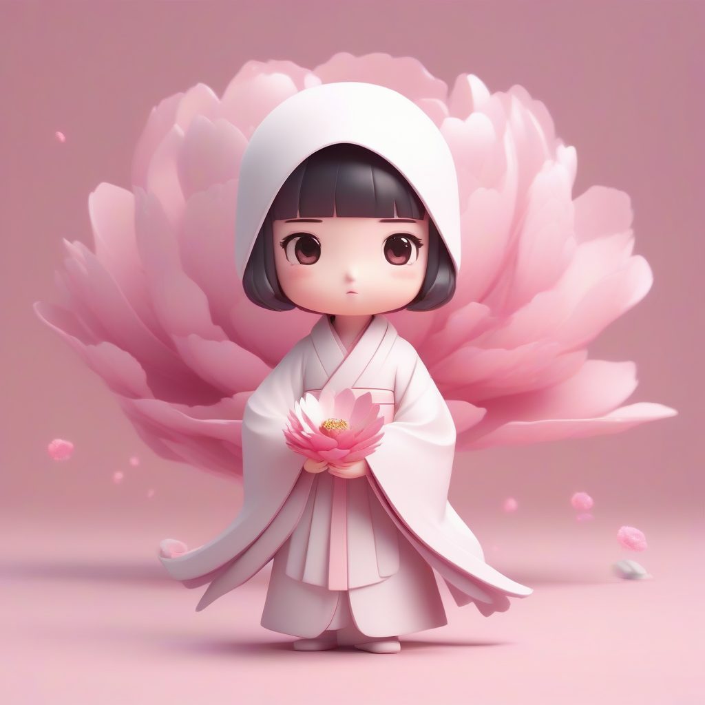 治愈系Q版花神：牡丹仙子全身光追头像，梦幻粉彩风格