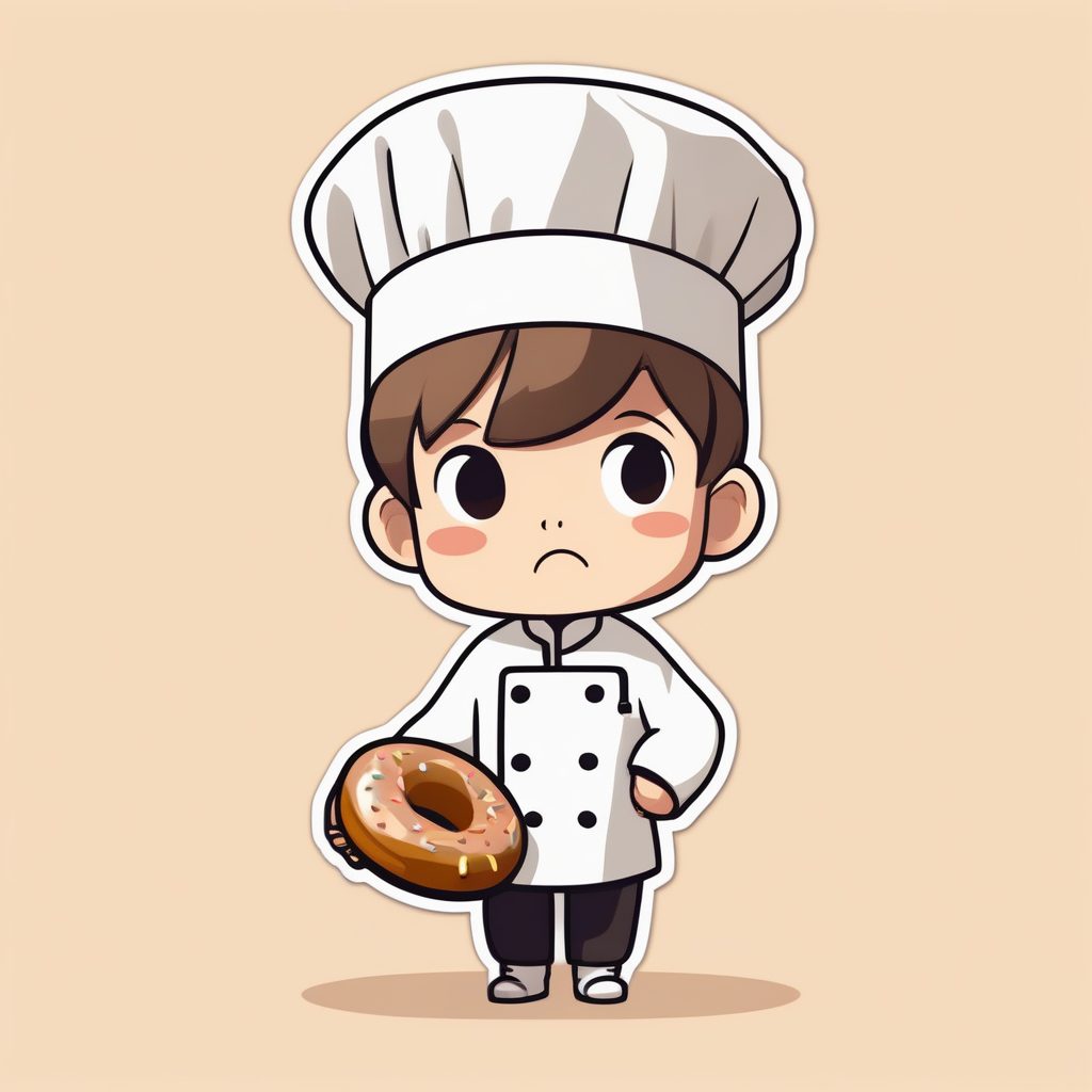 治愈系Q版甜甜圈厨师：盲盒手办风格，纯米色背景