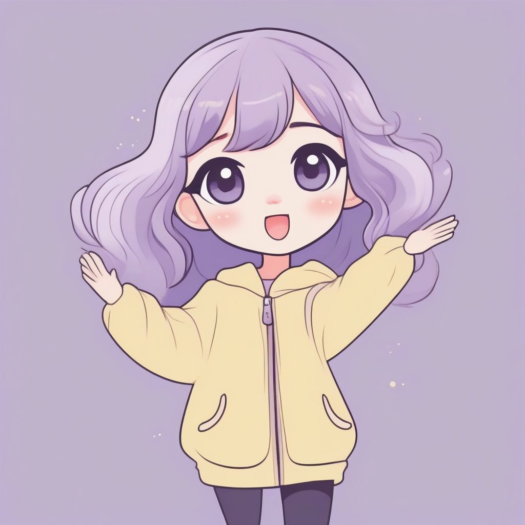 治愈系：Q版涂鸦少女的夸张笨拙问候动作提示词