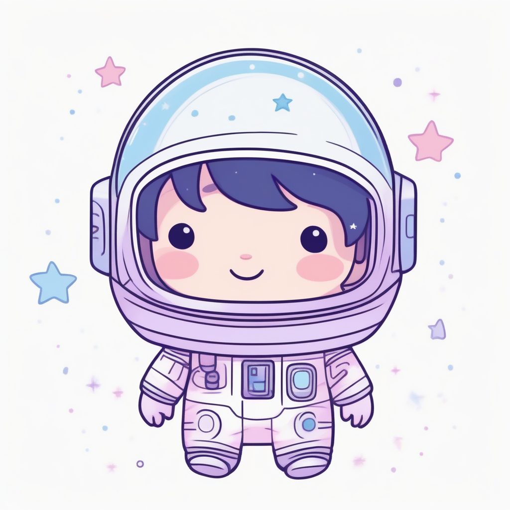 治愈系Q版宇航员男孩：柔和线条与马卡龙色插画