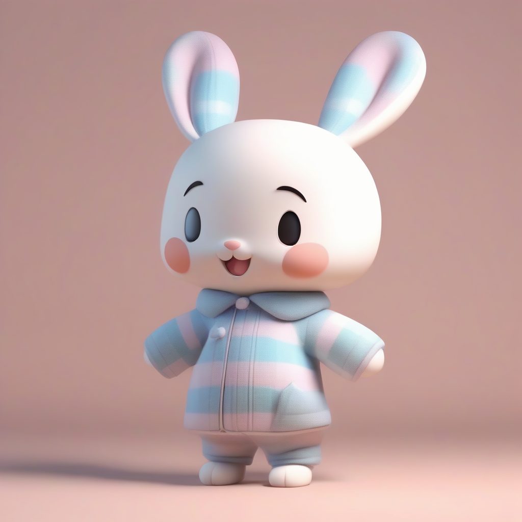 治愈系睡衣派对兔耳娘：高细节8K与极简纯色背景绘图