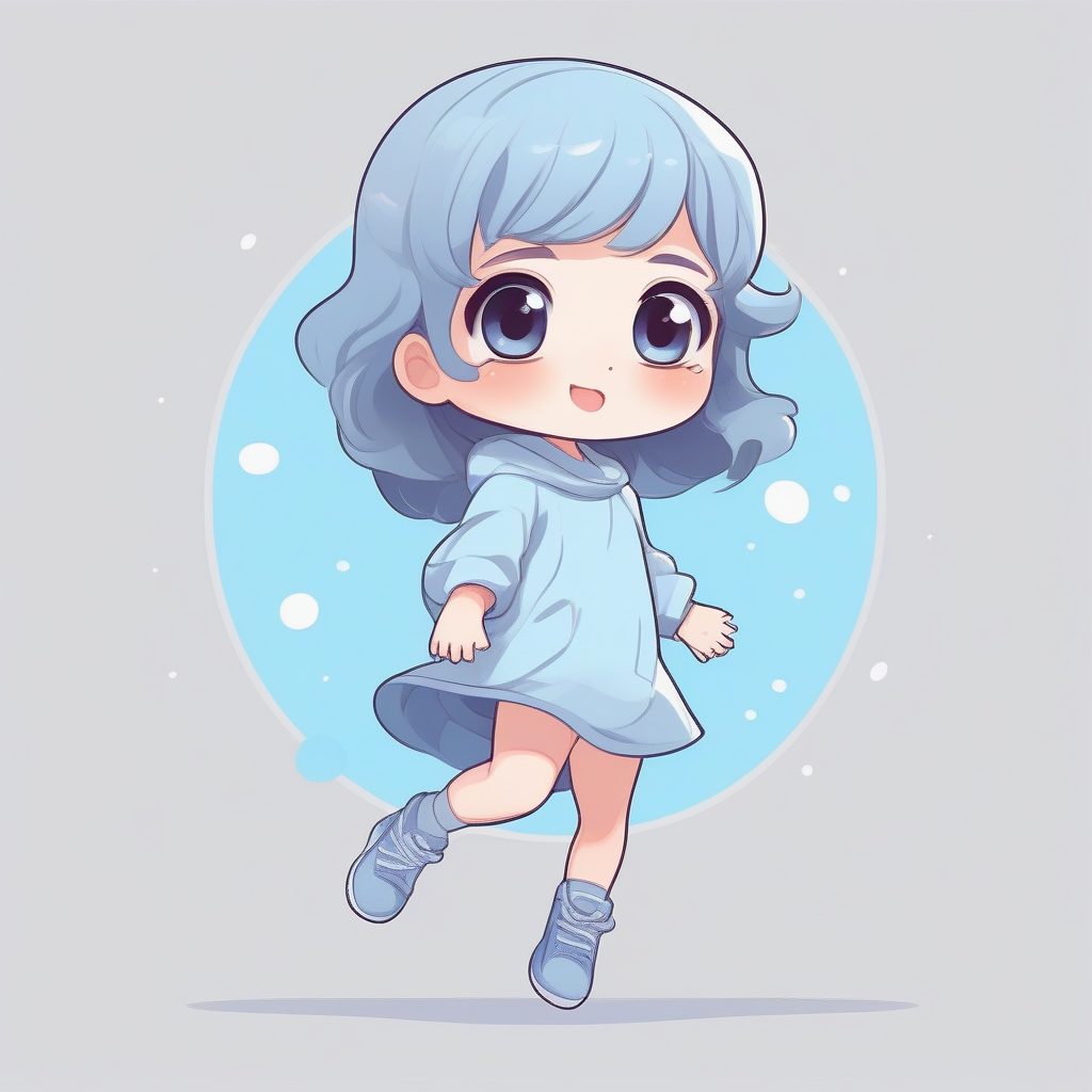 治愈系涂鸦:中近景夸张跳跃的Q版大头女孩 1 治愈系涂鸦:中近景夸张跳跃的Q版大头女孩