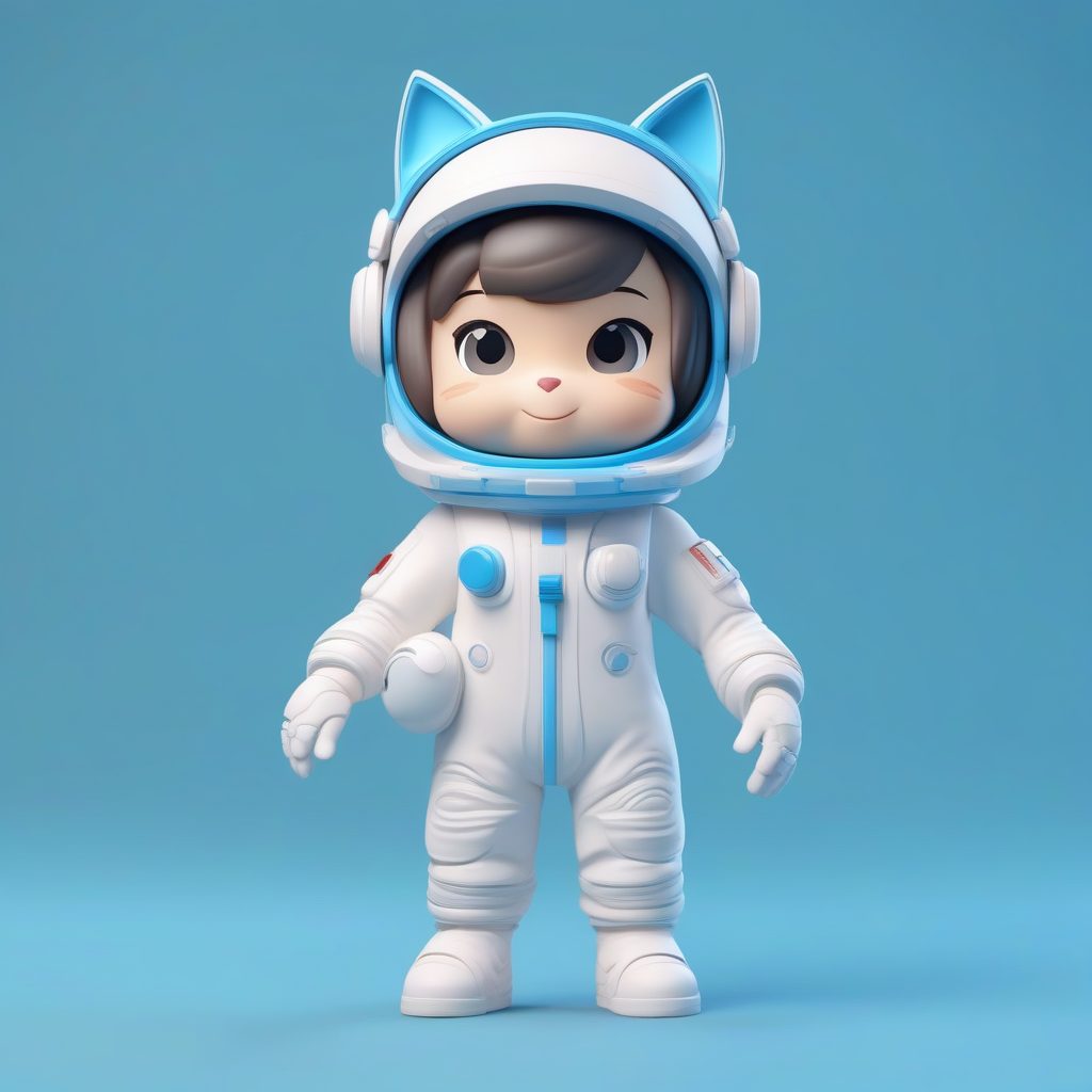 治愈系宇航员猫咪Q版盲盒手办：C4D粘土全身3D渲染提示词