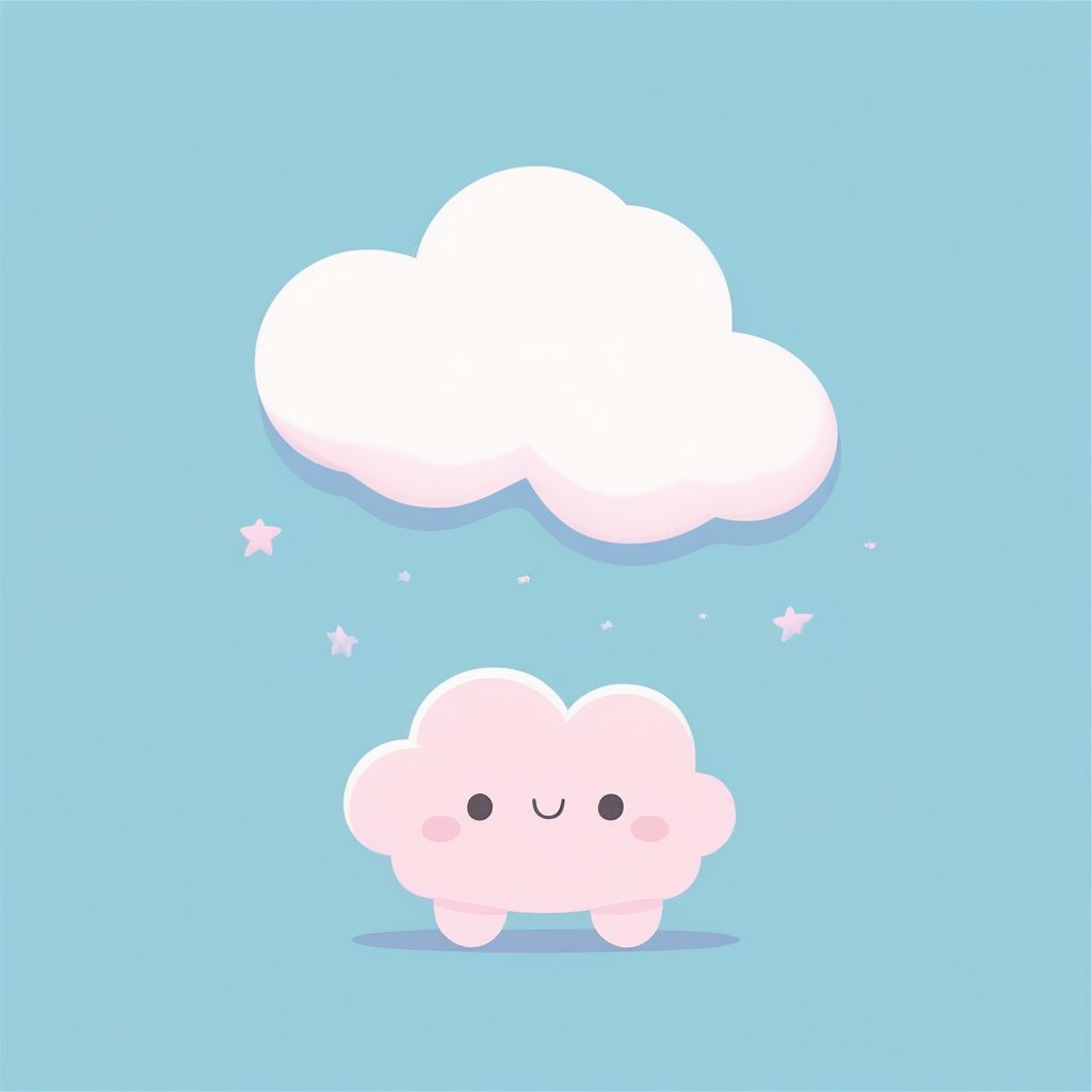 治愈系云朵小羊：柔和粉蓝配色的极简涂鸦插画