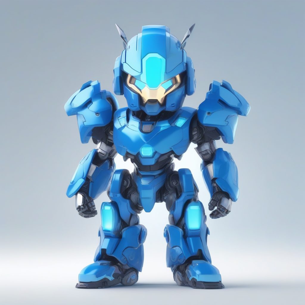 重型装甲Q版机甲：圆润肩甲与叉腰姿势全身立绘