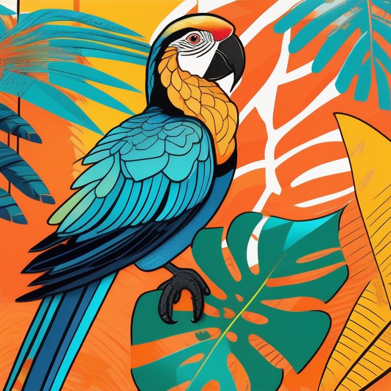 自然风格热带鸟类波普绘画