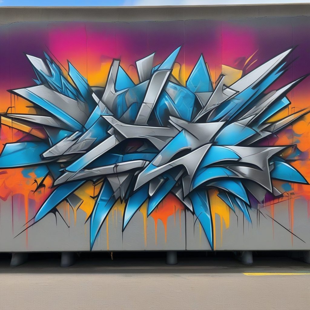 自由的野性涂鸦：高对比度3D立体字母艺术