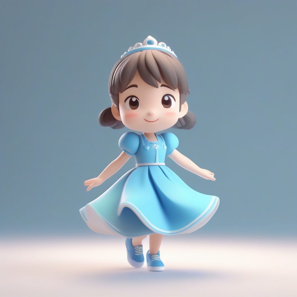 自由之舞：张开双臂旋转的Q版在逃公主3D渲染