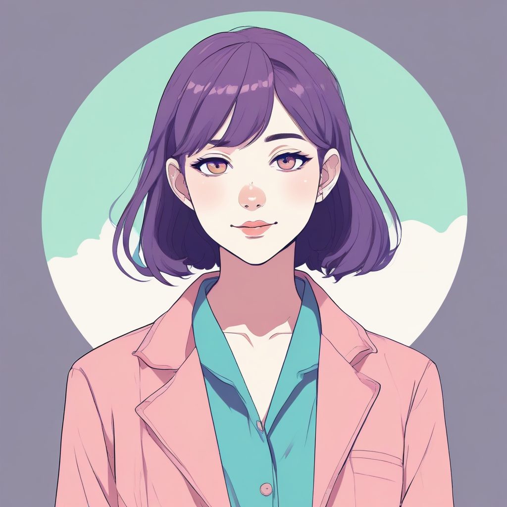 极简动漫少女头像 | 适合小红书的纯色背景写真