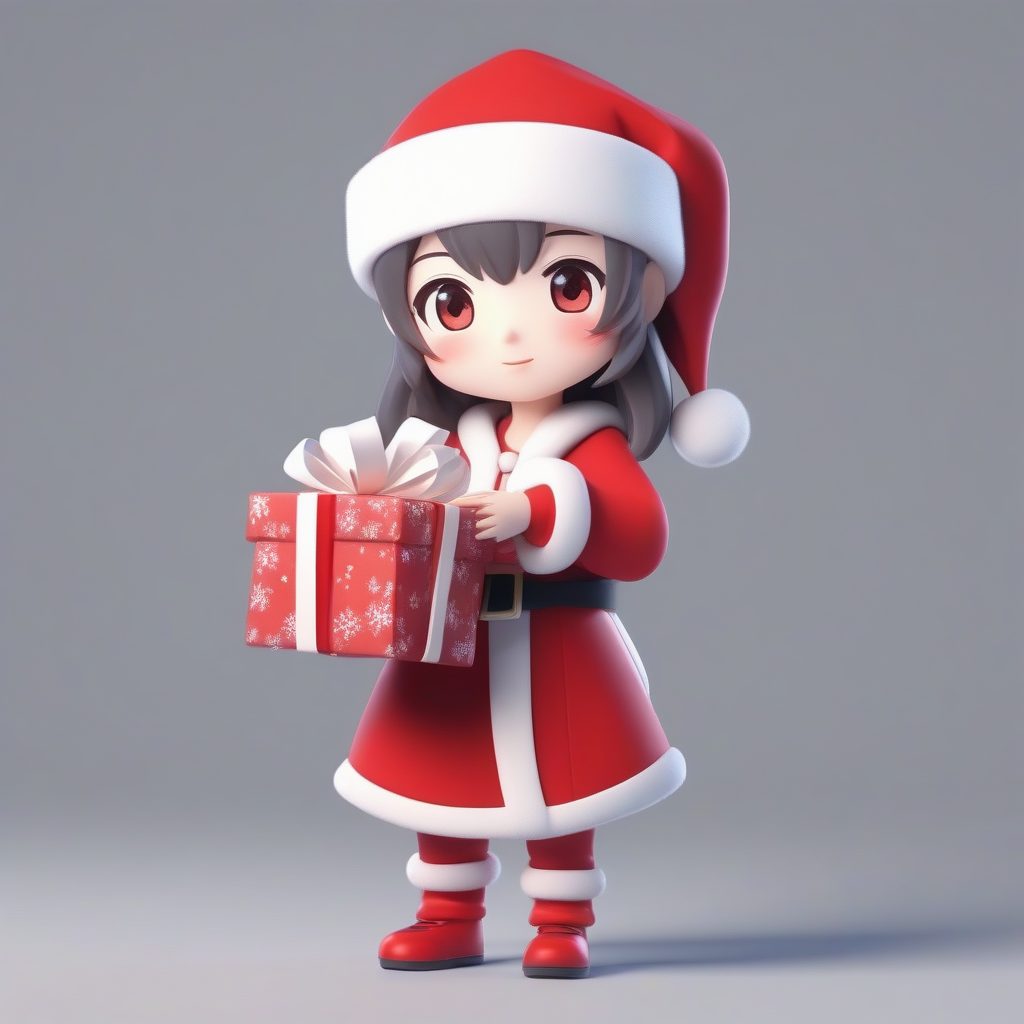 2024圣诞节AI绘画:超可爱Q版圣诞女孩全身照提示词分享